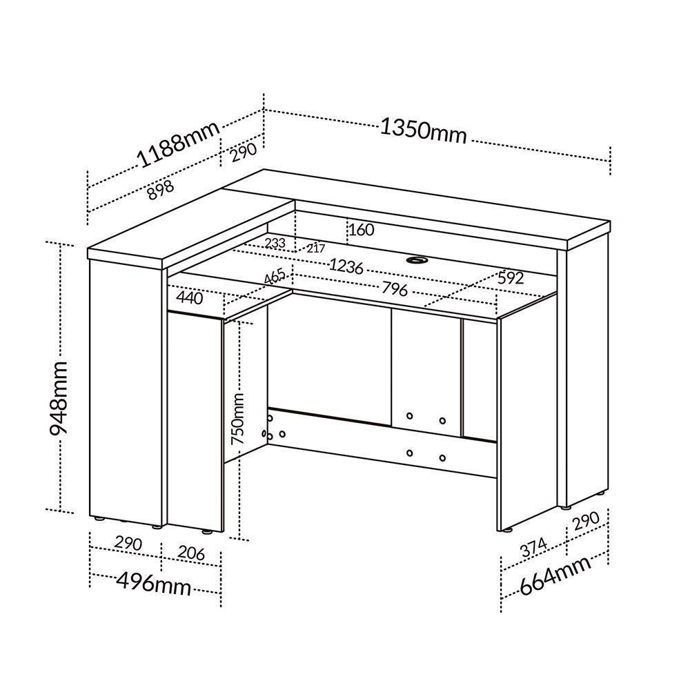 Balcão De Atendimento Para Recepção Em L Unik A02 Freijó Branco - Lyam Decor - 4