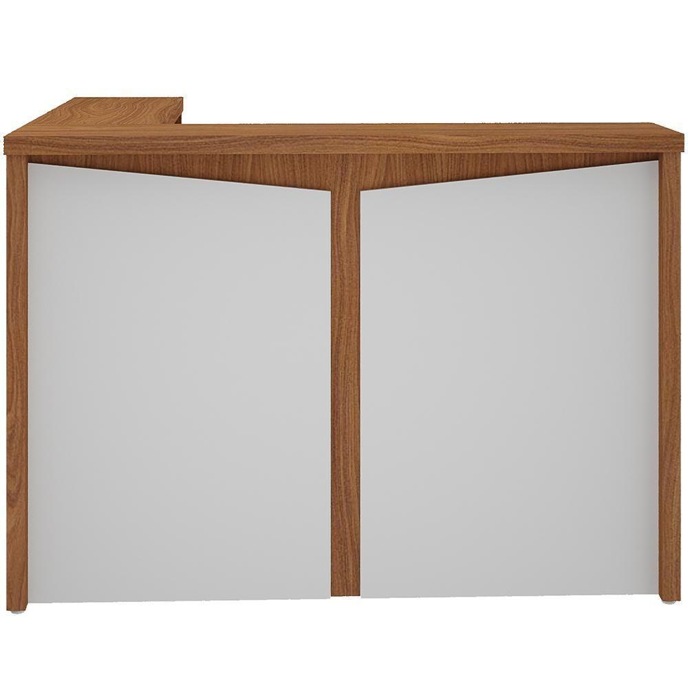 Balcão De Atendimento Para Recepção Em L Unik A02 Freijó Branco - Lyam Decor - 6