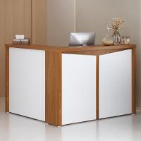 Balcão De Atendimento Para Recepção Em L Unik A02 Freijó Branco - Lyam Decor - 7