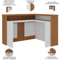 Balcão De Atendimento Para Recepção Em L Unik A02 Freijó Branco - Lyam Decor - 8