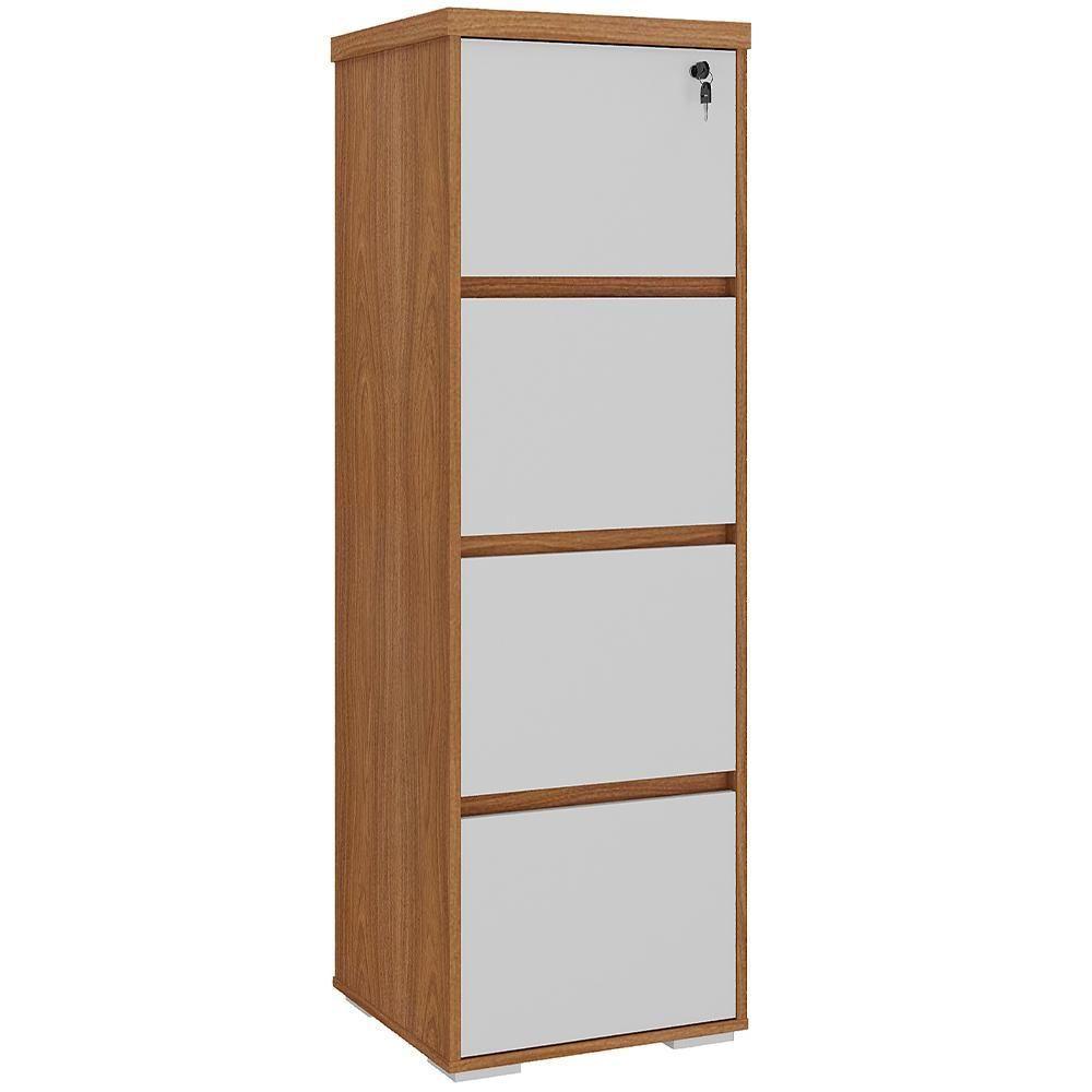 Armário Para Escritório Arquivo 04 Gavetas Com Chave Unik A02 Freijó Branco - 1