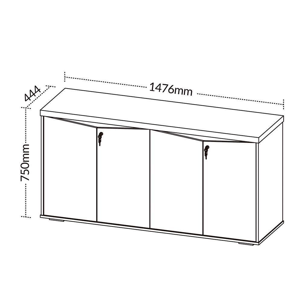 Balcão Para Escritório 04 Portas 160cm Com Chaves Unik A02 Freijó Branco - 9