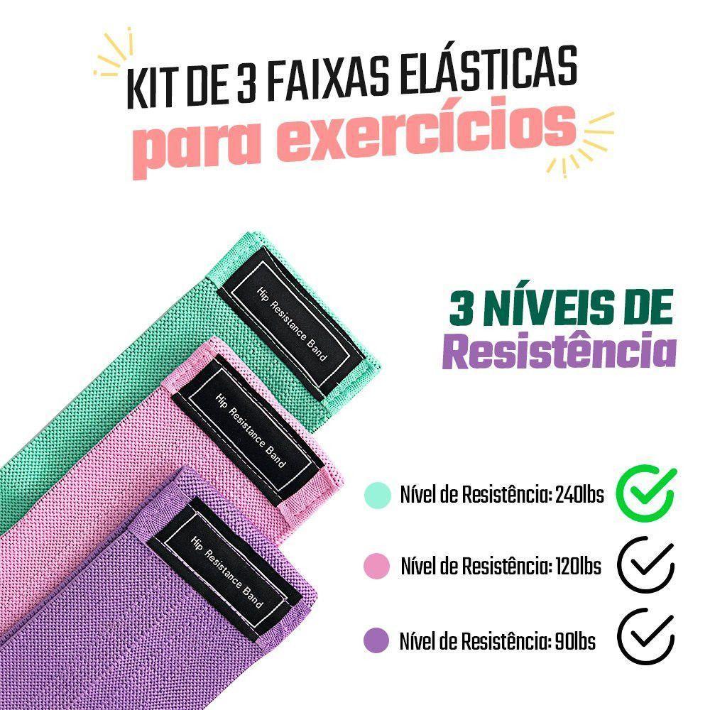 Kit De 3 Faixas Elásticas Para Exercícios Com 3 Níveis De Resistência - 4
