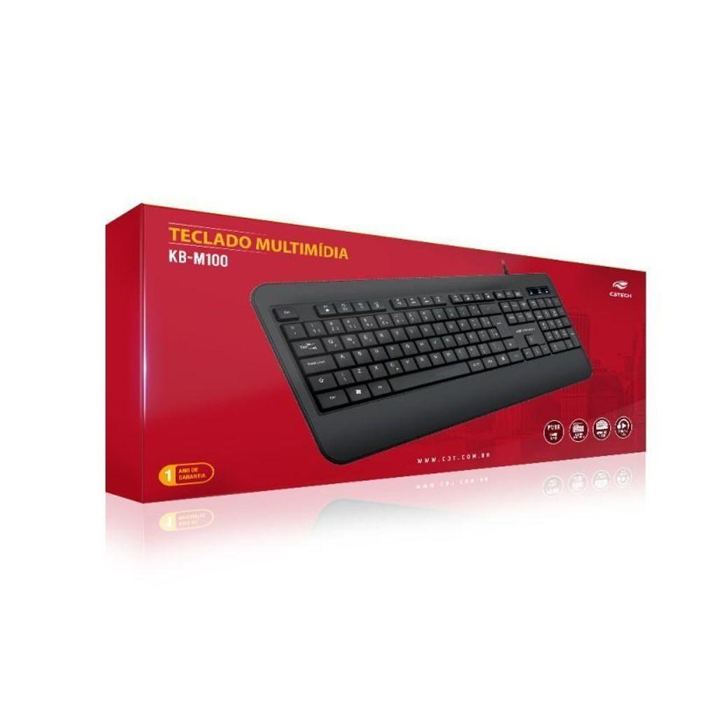 Teclado Usb Multimidia Kb M100bk Preto C3tech - 4