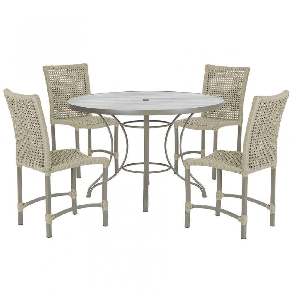 Mesa Ascoli 4 Cadeiras Cannes De Alumínio Fendi Trama Rami - 1