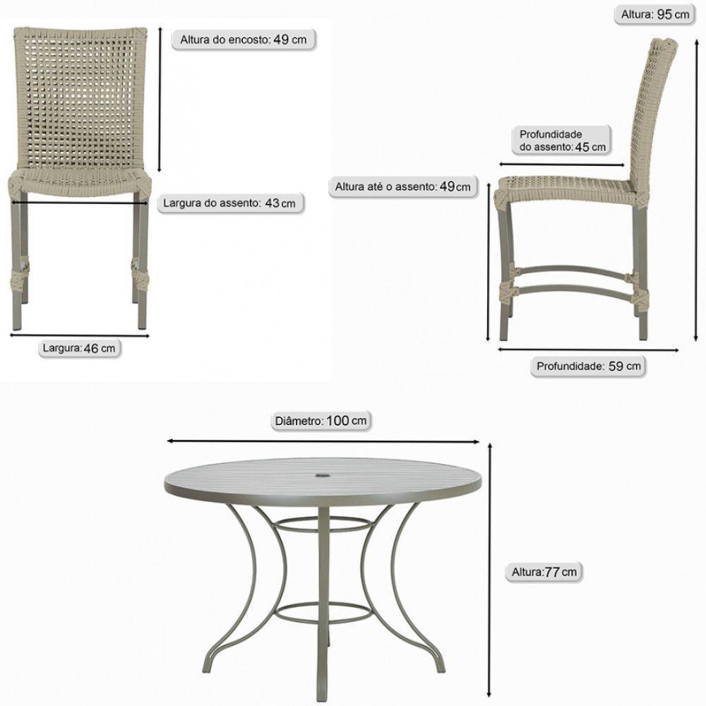 Mesa Ascoli 4 Cadeiras Cannes De Alumínio Fendi Trama Rami - 8