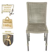 Mesa Ascoli 4 Cadeiras Cannes De Alumínio Fendi Trama Rami - 5