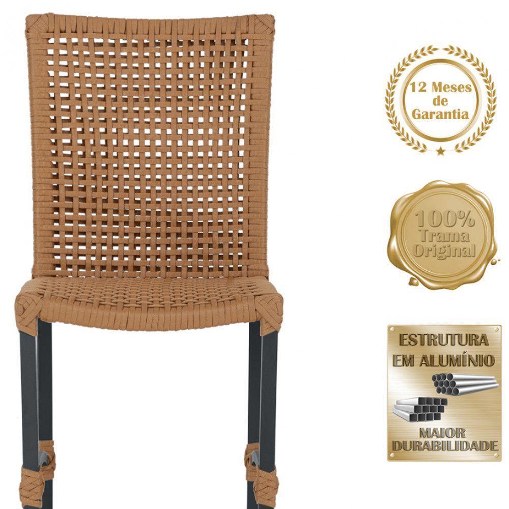 Mesa Ascoli 120 Cm Com 6 Cadeiras Cannes De Alumínio Trama Terra Cota - 6