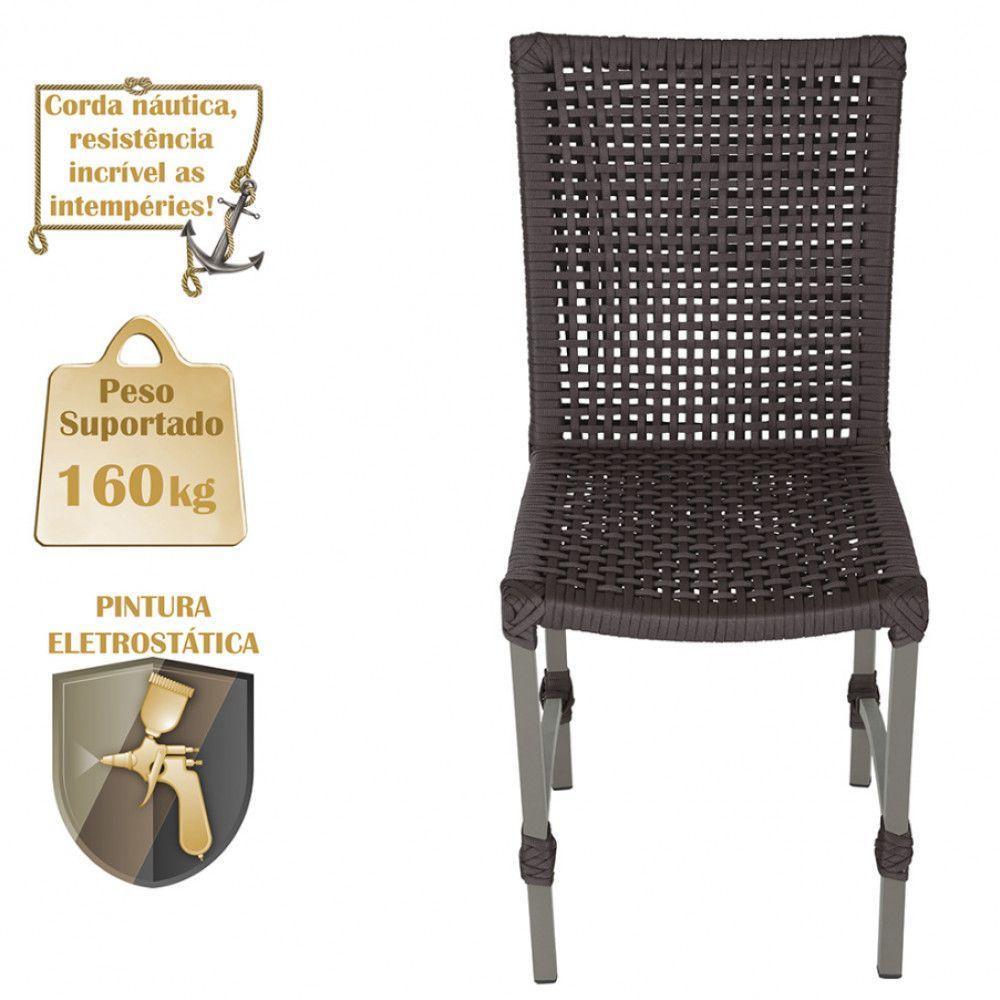 Mesa Ascoli 120 Cm Com 6 Cadeiras Cannes De Alumínio Trama Marrom - 4