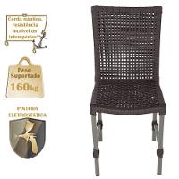 Mesa Ascoli 120 Cm Com 6 Cadeiras Cannes De Alumínio Trama Marrom