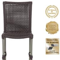 Mesa Ascoli 120 Cm Com 6 Cadeiras Cannes De Alumínio Trama Marrom - 7