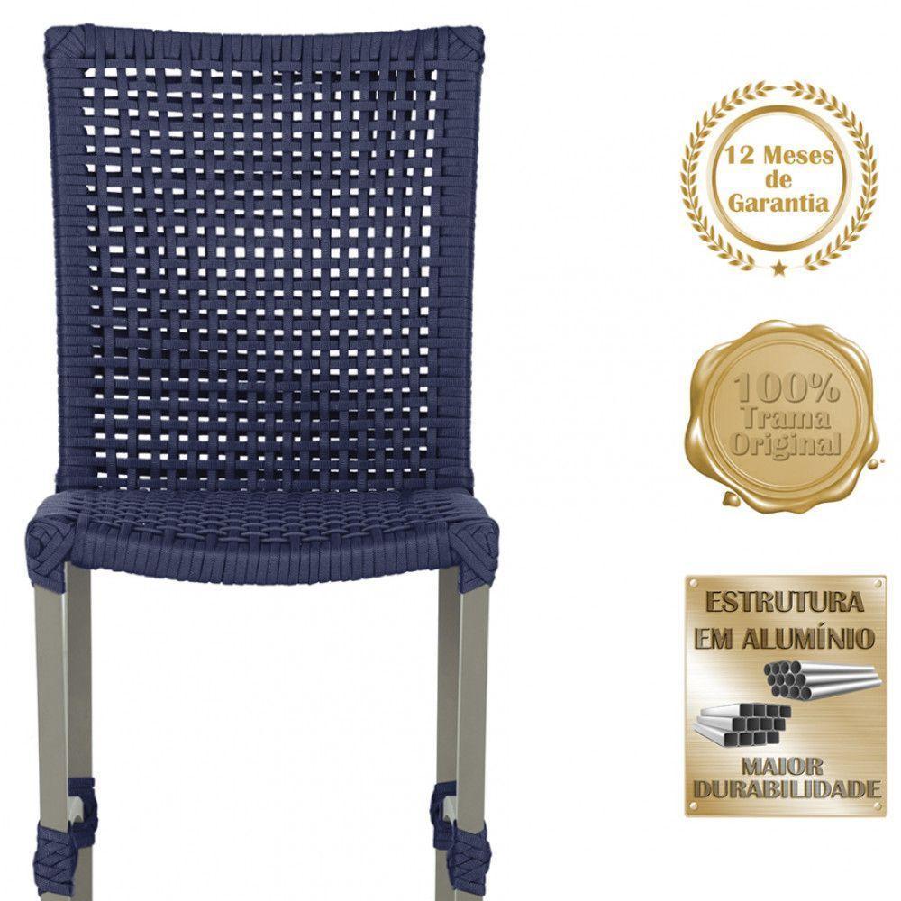 Mesa Ascoli 4 Cadeiras Cannes De Alumínio Fendi Trama Azul - 7