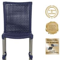 Mesa Ascoli 4 Cadeiras Cannes De Alumínio Fendi Trama Azul - 7