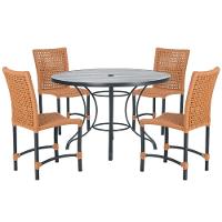 Mesa Ascoli Com 4 Cadeiras Cannes De Alumínio Trama Terra Cota - 1