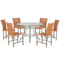 Mesa Ascoli 120 Cm Com 6 Cadeiras Cannes De Alumínio Trama Terra Cota - 1