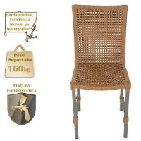 Mesa Ascoli 120 Cm Com 6 Cadeiras Cannes De Alumínio Trama Terra Cota - 6