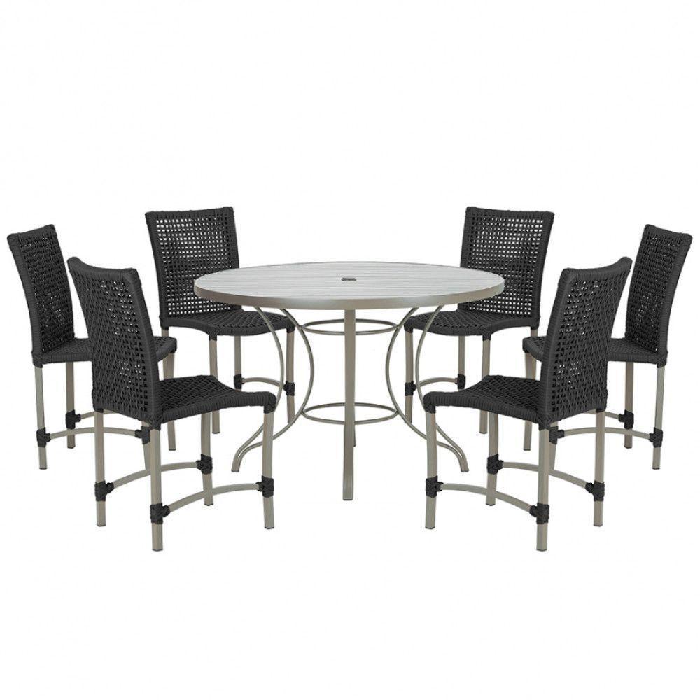 Mesa Ascoli 120 Cm Com 6 Cadeiras Cannes De Alumínio Trama Preto - 1