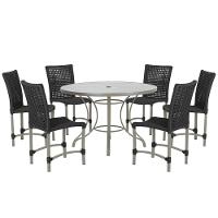 Mesa Ascoli 120 Cm Com 6 Cadeiras Cannes De Alumínio Trama Preto - 1