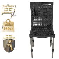 Mesa Ascoli 120 Cm Com 6 Cadeiras Cannes De Alumínio Trama Preto - 2