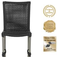 Mesa Ascoli 120 Cm Com 6 Cadeiras Cannes De Alumínio Trama Preto - 3