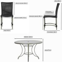 Mesa Ascoli 120 Cm Com 6 Cadeiras Cannes De Alumínio Trama Preto