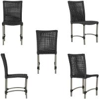 Mesa Ascoli 120 Cm Com 6 Cadeiras Cannes De Alumínio Trama Preto - 6