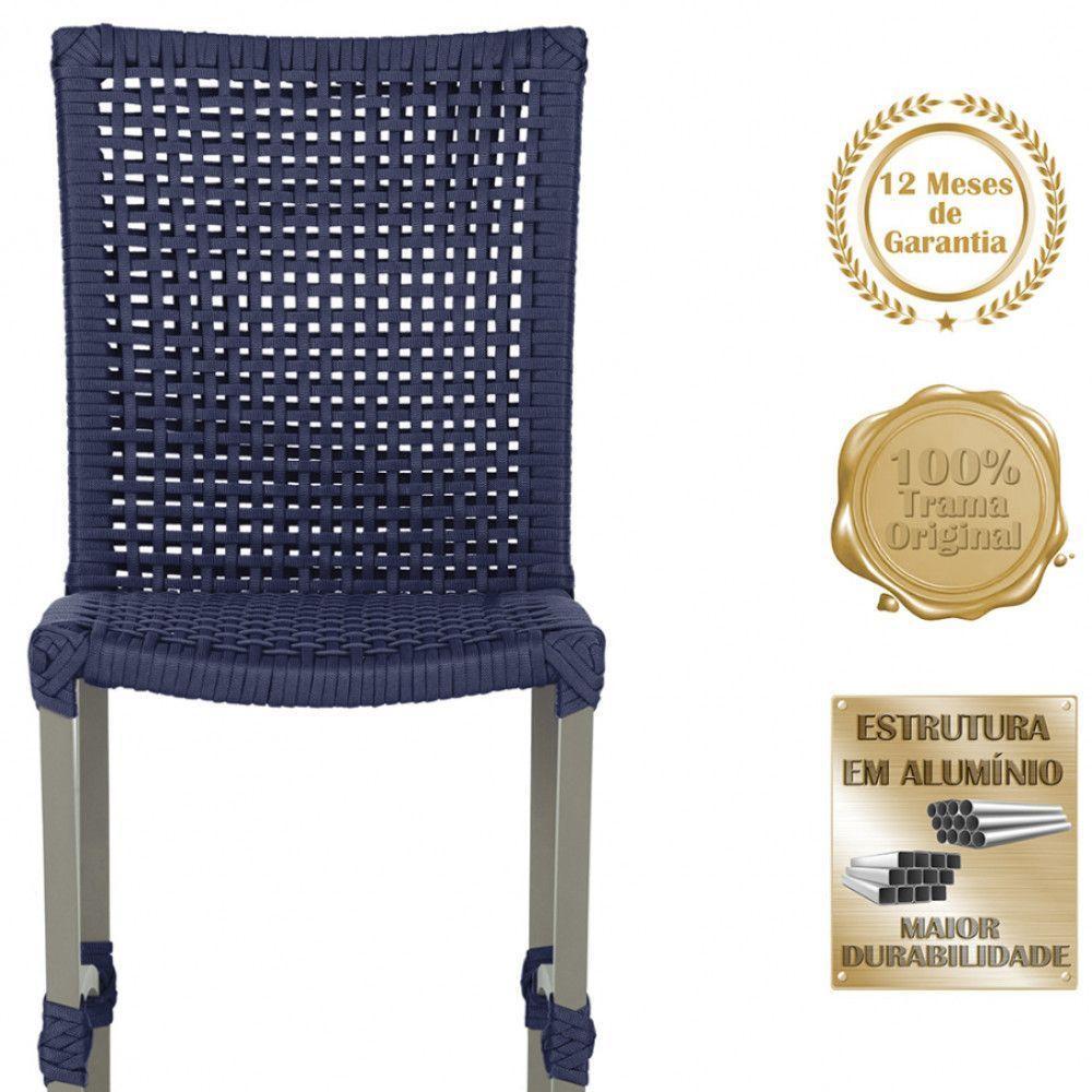 Mesa Ascoli 120 Cm Com 6 Cadeiras Cannes De Alumínio Trama Azul - 6