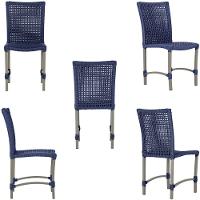 Mesa Ascoli 120 Cm Com 6 Cadeiras Cannes De Alumínio Trama Azul