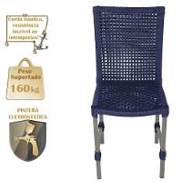 Mesa Ascoli 120 Cm Com 6 Cadeiras Cannes De Alumínio Trama Azul - 5