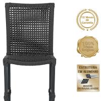 Mesa Ascoli 120 Cm Com 6 Cadeiras Cannes De Alumínio Trama Preto - 8