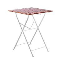Mesa Dobrável 60 X 60 Cm Em Ferro E Madeira Maciça Envernizada - Branca - 1