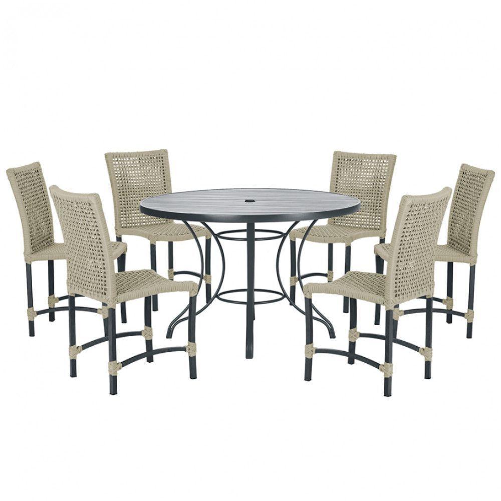 Mesa Ascoli 120 Cm Com 6 Cadeiras Cannes De Alumínio Trama Rami - 1