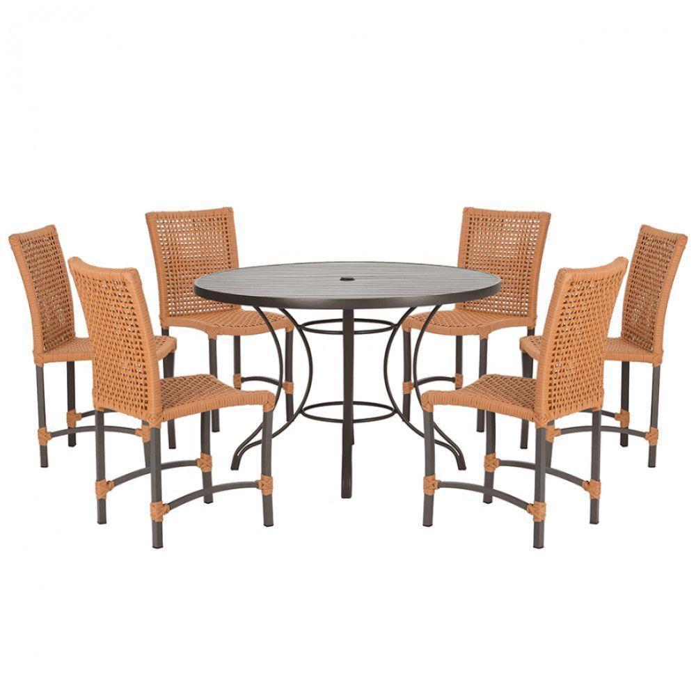 Mesa Ascoli 120 Cm Com 6 Cadeiras Cannes De Alumínio Trama Terra Cota - 1