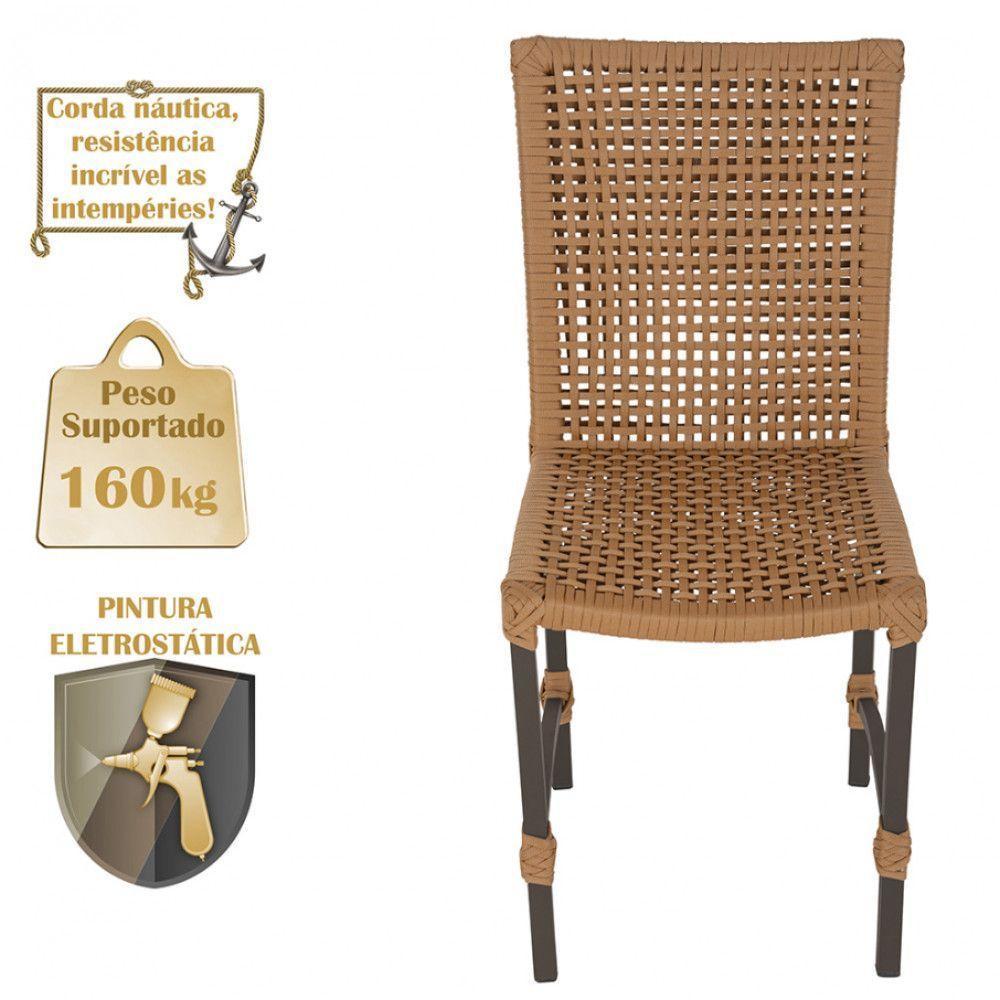 Mesa Ascoli 120 Cm Com 6 Cadeiras Cannes De Alumínio Trama Terra Cota - 3