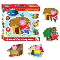 Quebra-cabeça - Progressivo - Os Três Porquinhos - 30 Peças - 1