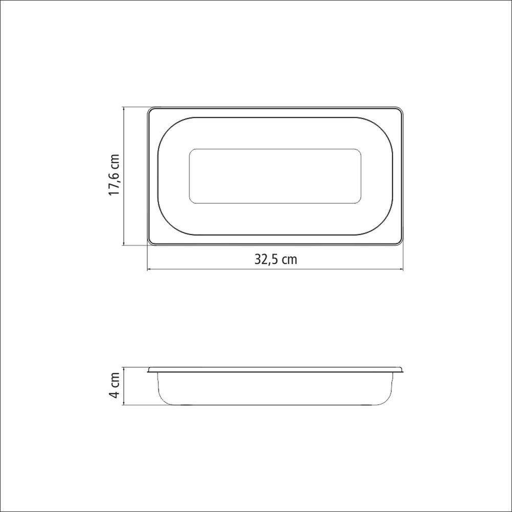 Cuba Tramontina Gn 1-3 Aço Inox Sem Alças Profundidade 40mm - Aço 430 Tramontina - 2