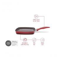 Grill 24cm 1,35l Ceramic Life Mineral Resist Antiaderente Vermelho Para Grelhar Carnes E Legumes - 3