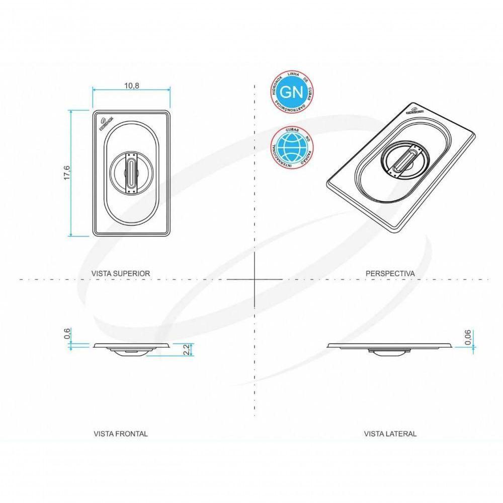 Kit 4 Tampas Cuba Gastronomica Rechaud Inox 1/9x65mm Brasinox - 2