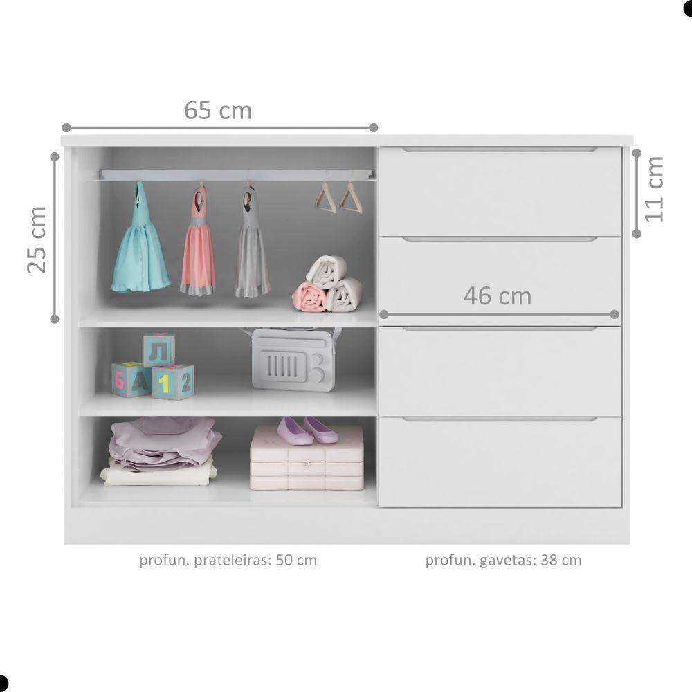 Gaveteiro Com 4 Gavetas E 1 Porta Island Branco - 3