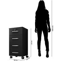 Kit 2 Gaveteiros Para Escritório Com Chave E Rodízios 4 Gavetas Gávea Preto