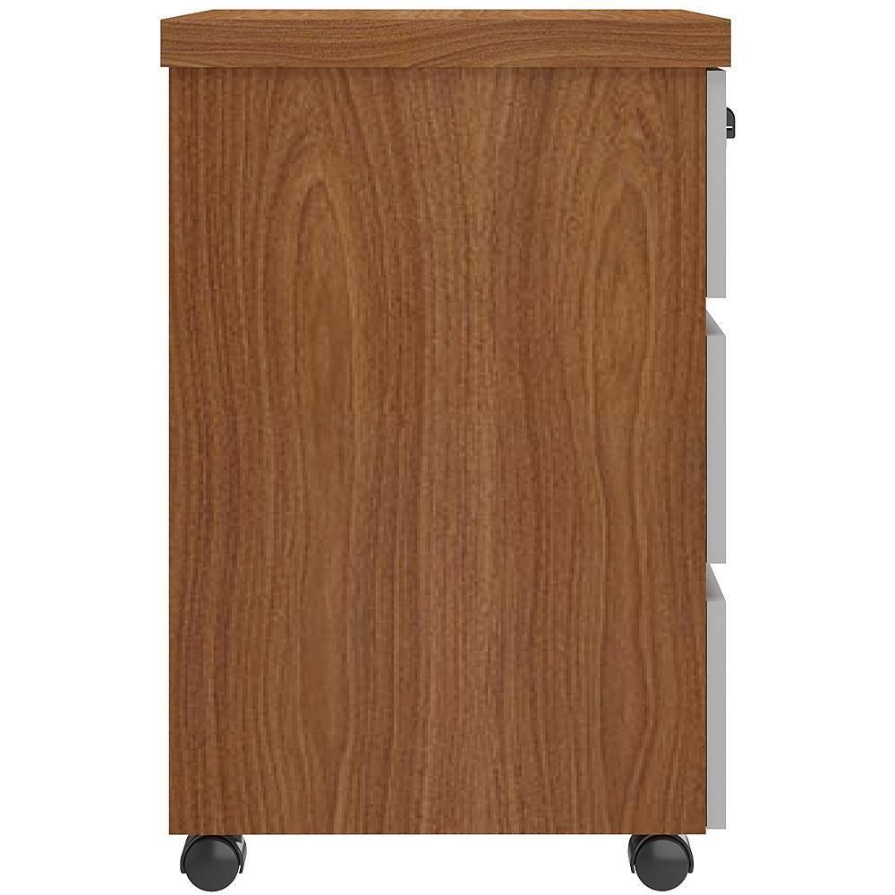 Gaveteiro Para Escritório Com Rodízios 03 Gavetas Unik A02 Freijó Branco - Lyam Decor - 2