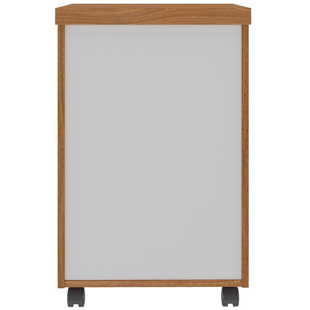 Gaveteiro Para Escritório Com Rodízios 03 Gavetas Unik A02 Freijó Branco - Lyam Decor - 8