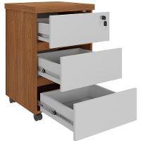 Gaveteiro Para Escritório Com Rodízios 03 Gavetas Unik A02 Freijó Branco - Lyam Decor - 3