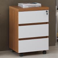 Gaveteiro Para Escritório Com Rodízios 03 Gavetas Unik A02 Freijó Branco - Lyam Decor - 7