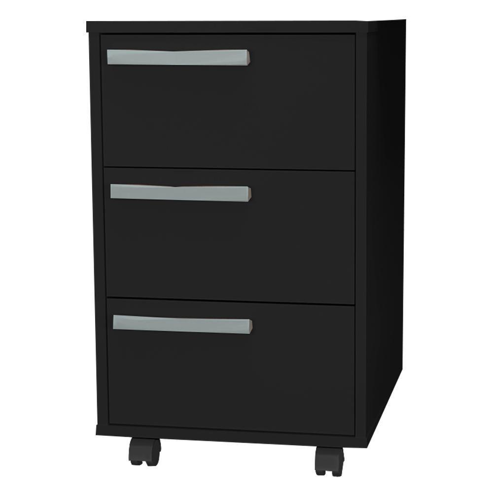 Gaveteiro Para Escritorio Gamer 3 Gavetas E 4 Rodizios Preto B26 Novam Preto - 1