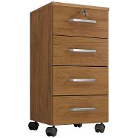 Kit 2 Gaveteiros Para Escritório Com Chave E Rodízios 4 Gavetas Gávea Freijó - 3