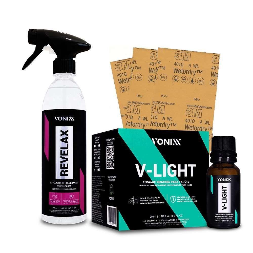 Kit Polimento Farol Revelax Lixa Vitrificador V-light Vonixx - 1
