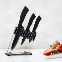 Conjunto De 3 Facas Em Cerâmica E Bloco Em Acrílico Kenya Preto - 2