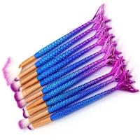 Pincel Kit 10 Peças Sereia Maquiagem Make Up Sombra Mermaid Portatil - 2