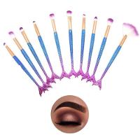 Pincel Kit 10 Peças Sereia Maquiagem Make Up Sombra Mermaid Portatil